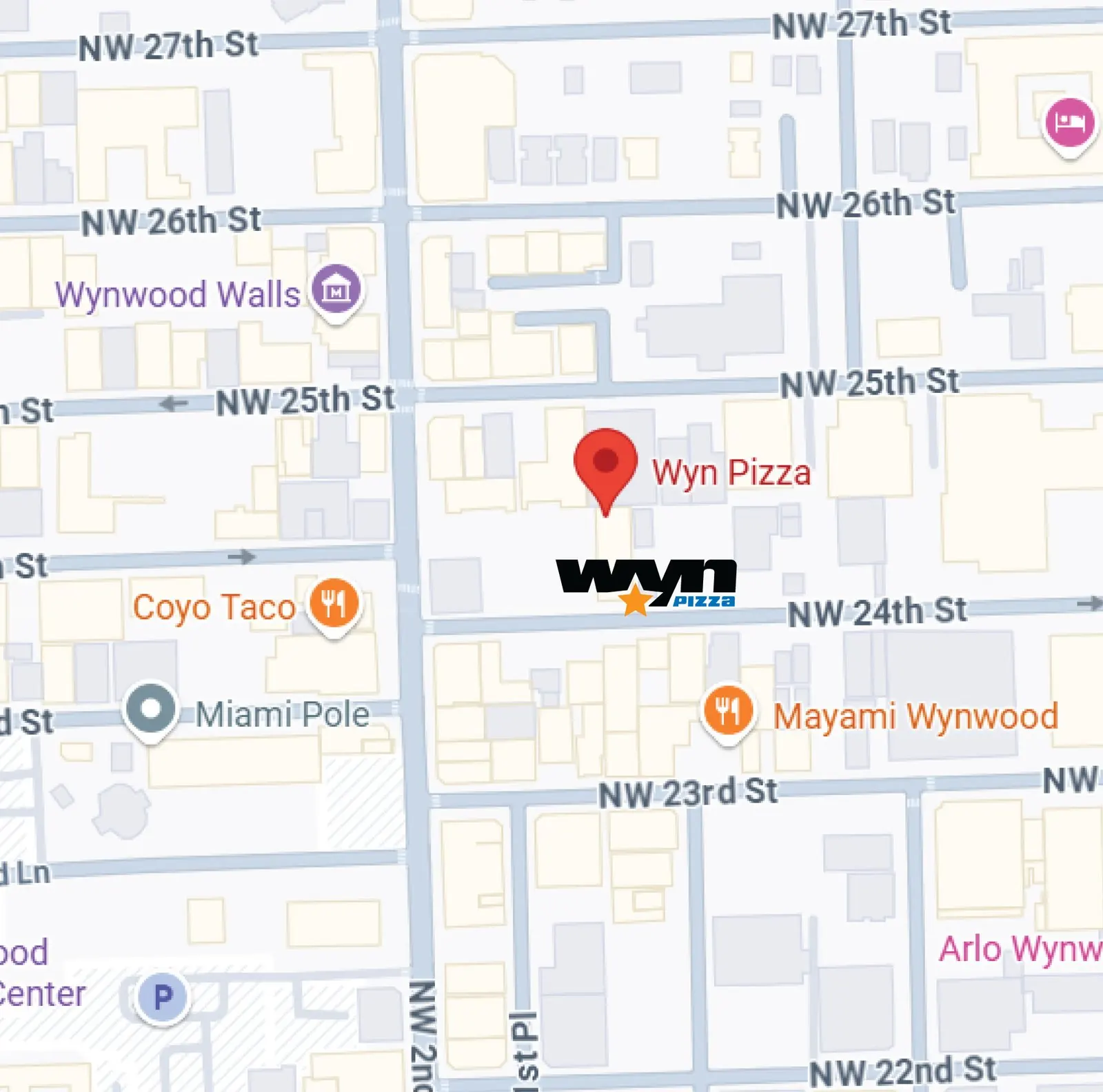 Wyn Pizza on the map — 151 NW 24th St, Miami, FL 33127